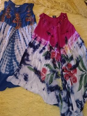 Beach Cover Up Tie Dye Dresses (Sold As A Pair) Made In India